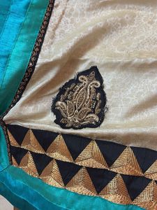 Jacquard Saree with Teal Border