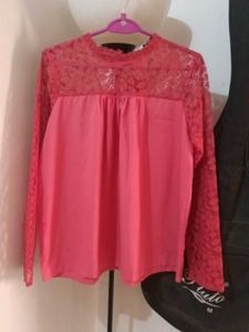 Coral Lace Long Sleeve Top