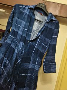 Chic Blue Plaid Midi Dress