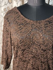 Elegant Brown Lace Top
