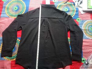 Chic Black Textured Button-Up Shirt