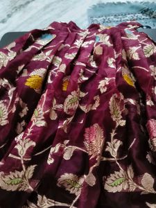 Designer Brocade Blouse with Pleated lehenga