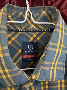 Men's Blue &amp; Yellow Plaid Casual Shirt