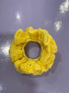 Handmade Yellow Crochet Scrunchie