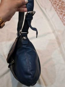 Stylish Dark Blue Leather Shoulder Bag