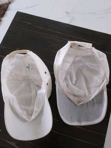 Pair of White Baseball Caps