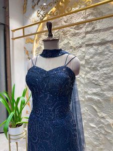 Stunning Sequin Navy Blue Gown
