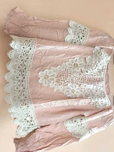 Women's Pink Off-Shoulder Boho Lace Crochet Top |