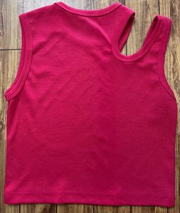 Hot Pink Cut-Out Ribbed Tank Top