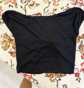 Black Tie-Front Crop Top