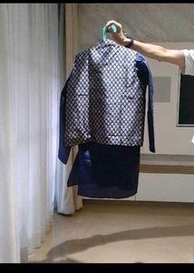Blue Solid kurta Pyjama