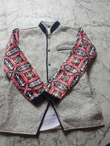 Stylish Ethnic Jacket with Patterned Sleeves