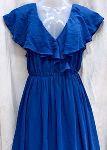 I. Elegant Blue Ruffled Maxi Dress