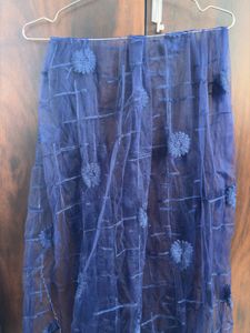 Navy blue netted duppatta scarf Y2K