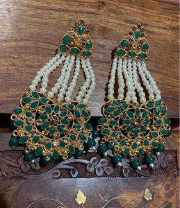 Elegant Green Pearl Drop Earrings
