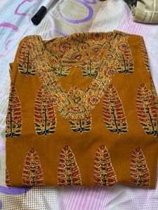 Orange Ethnic Kurta with Traditional Print