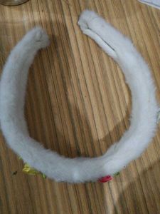 Faux Fur Headband with Flowers