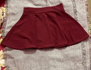 Burgundy Flared Skater Skirt