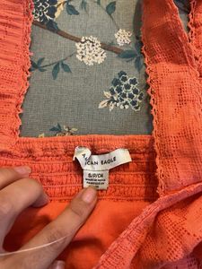 Coral Crochet Square Neck Crop Top
