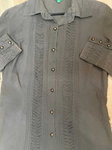 Classic Button-Up Shirt with Pintuck Detail