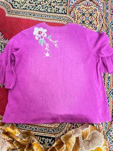 Floral Embroidered Ruffle Sleeve Top