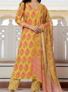 Yellow Kurta With Bottom And Duppata