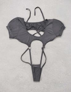 Chic Grey Strappy Bikini Set