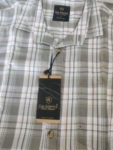 Gaz America Men's Light Olive Green &amp; White Checke