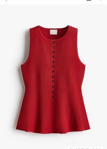 H&M Vibrant Red Sleeveless Peplum Top