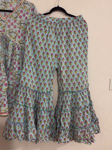 Floral Printed Gotta Patti Kurta with Sharara