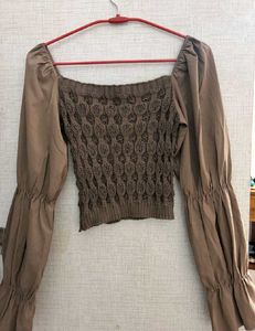 knit puff sleeve top