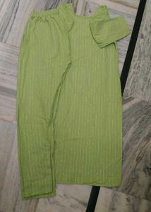 Charming Green Kurta Set with Striped Detail