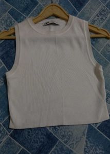 Zara White Cropped Tank