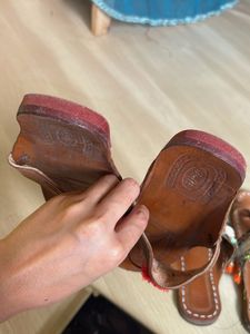 Brown Leather Kolhapuri Sandals with Tassels