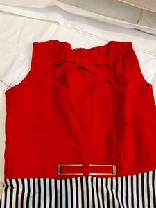 Chic Red &amp; Black Striped Midi Dress for girls