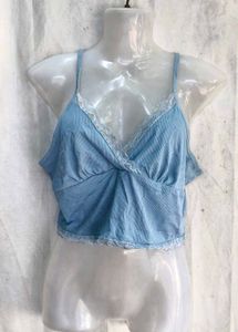 Light Blue Lace Trim Cami Top