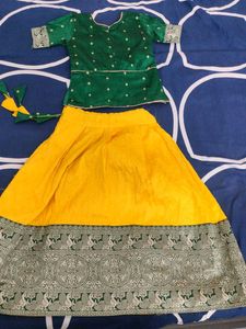 Vibrant Green &amp; Yellow Lehenga Choli