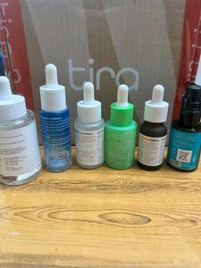 Assorted skincare glass empties