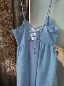 H&amp;M Blue Striped Button-Up Dress