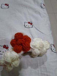 Hello Kitty Hairband with Crochet Flowers