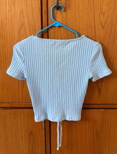Ribbed Blue Crop Top