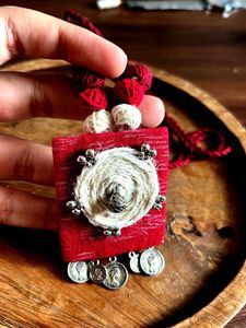 Bohemian Red Fabric Necklace Set