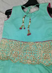 Aqua Embroidered Anarkali Suit