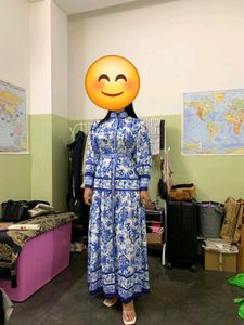 Blue &amp; White Floral Print Dress