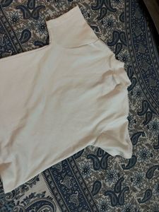 Cream Quarter Zip T-Shirt