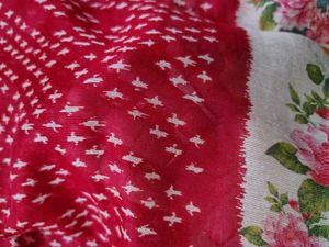 Beautiful Red Saree with Floral Border