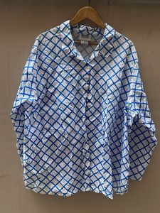 Chic Blue & White Plaid Button-Up Shirt