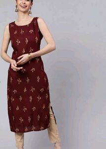 Floral printed sleeveless kurta(combo earrings)