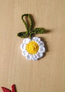 Handmade Crochet Daisy key charm