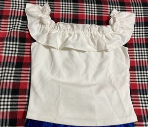 Blue Tiered Skirt and white top